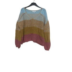 JOHNNY WAS Womens Oversized SVNeck SWEATER Pullover DESERT SUNSET